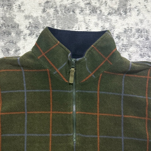 Men’s Van Heusen Green Plaid Checkered  Quarter-Zip Fleece Pullover - Picture 2 of 6